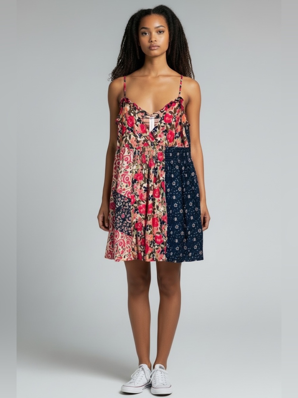 Bohemian Women’s Sleeveless Fuchsia Black Floral Mini Dress Size Medium NWT